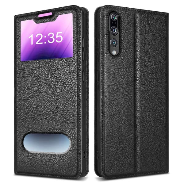 Deksel til Huawei P20 PRO / P20 PLUS Lommebokdeksel med magnetisk lukking, stativfunksjon og 2 visningsvinduer