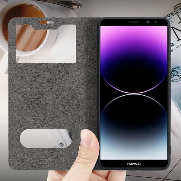 Deksel til Huawei MATE 10 LITE Lommebokdeksel med magnetisk lukking, stativfunksjon og 2 visningsvinduer