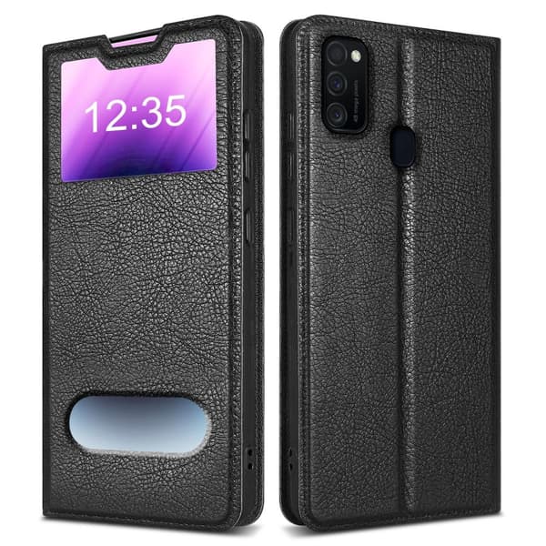 Deksel til Samsung Galaxy M21 / M30s Lommebokdeksel med magnetisk lukking, stativfunksjon og 2 visningsvinduer