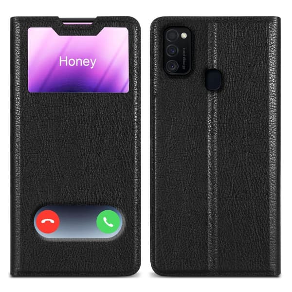Deksel til Samsung Galaxy M21 / M30s Lommebokdeksel med magnetisk lukking, stativfunksjon og 2 visningsvinduer