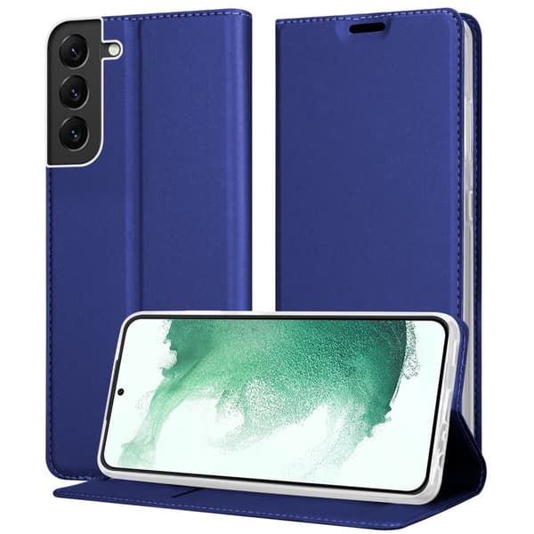 Samsung Galaxy S22 PLUS Skal Fodral med magnetisk stängning, ståfunktion och kortficka Mobilskydd CLASSY MÖRK BLÅ