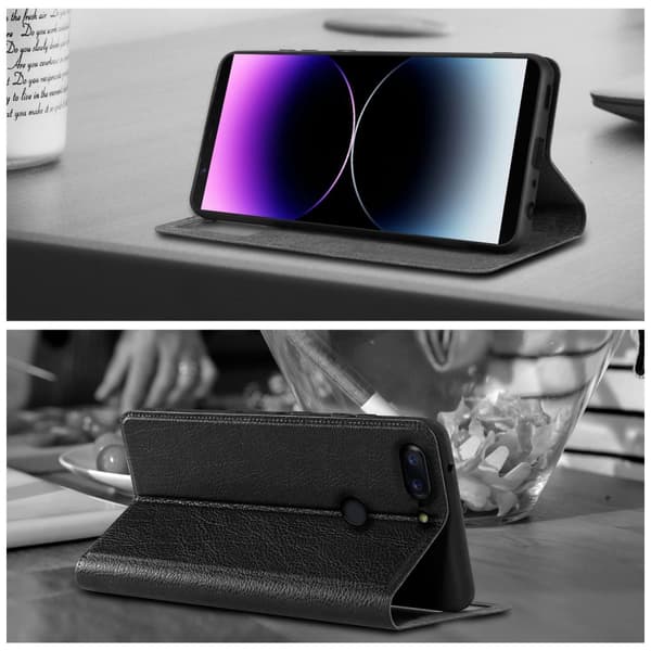 OnePlus 5T Skal Plånboksfodral Fodral Case med magnetisk stängning, ståfunktion och 2 visningsfönster