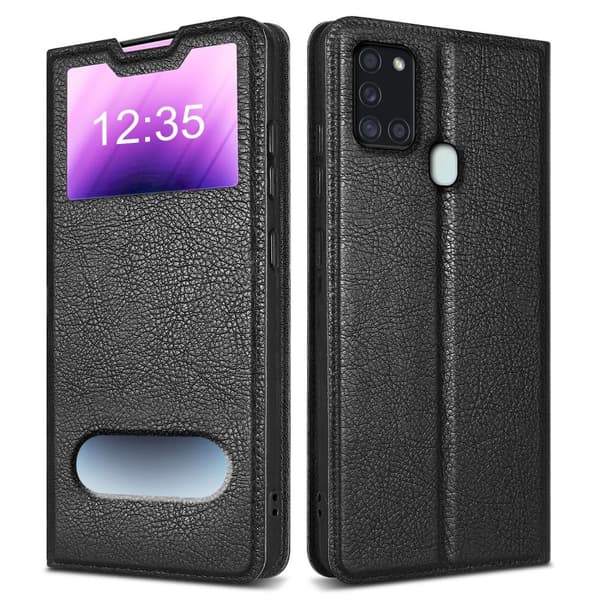 Samsung Galaxy A21s Skal Plånboksfodral Fodral Case med magnetisk stängning, ståfunktion och 2 visningsfönster