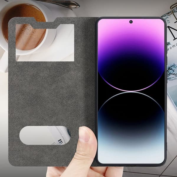 Deksel til Samsung Galaxy S21 5G Lommebokdeksel med magnetisk lukking, stativfunksjon og 2 visningsvinduer