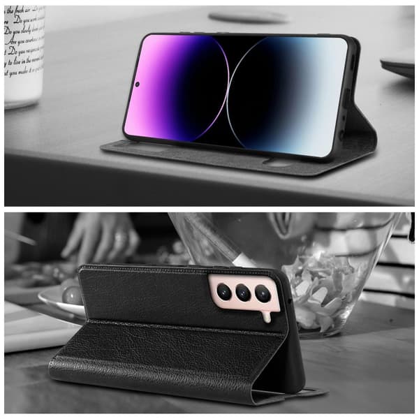 Deksel til Samsung Galaxy S21 5G Lommebokdeksel med magnetisk lukking, stativfunksjon og 2 visningsvinduer