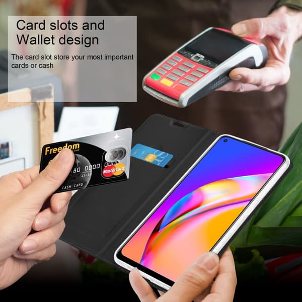 Oppo A94 5G Skal Fodral med magnetisk stängning, ståfunktion och kortficka Mobilskydd
