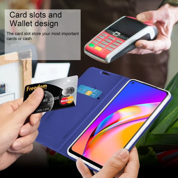 Deksel til Oppo A94 5G Lommebokdeksel med magnetisk lukking, stativfunksjon og kortlomme