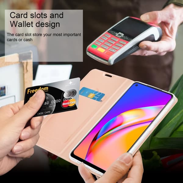Oppo A94 5G Skal Fodral med magnetisk stängning, ståfunktion och kortficka Mobilskydd