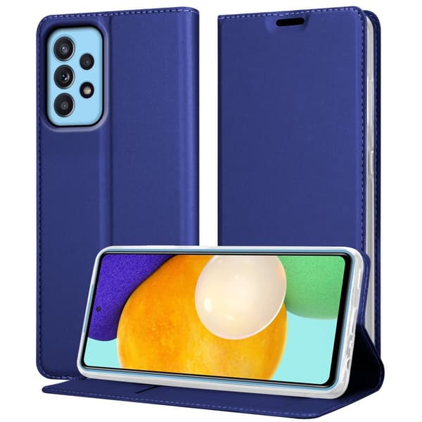 Samsung Galaxy A52 (4G / 5G) / A52s Suojakotelo Suojakuori Lompakkokotelo Matkapuhelinkotelo jossa magneettisuljenta, jalusta-toiminto ja korttitasku LUOKKAINEN TUMMIEN SININEN