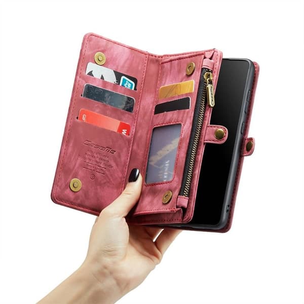Multiplånbok CaseMe 11-kort Samsung Galaxy S20 FE - Röd