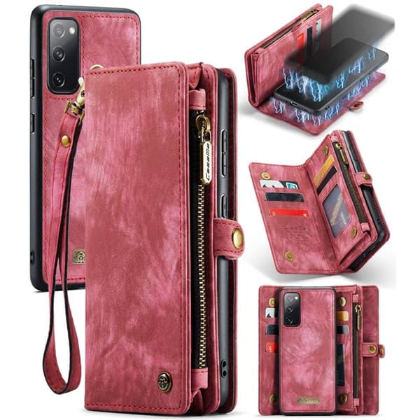 Multiplånbok CaseMe 11-kort Samsung Galaxy S20 FE - Röd