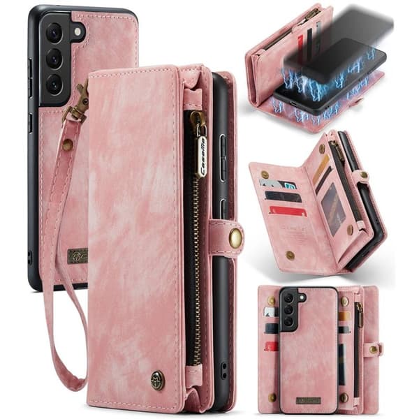 Multi Wallet CaseMe 11-kort Samsung Galaxy S21 FE - Rosa
