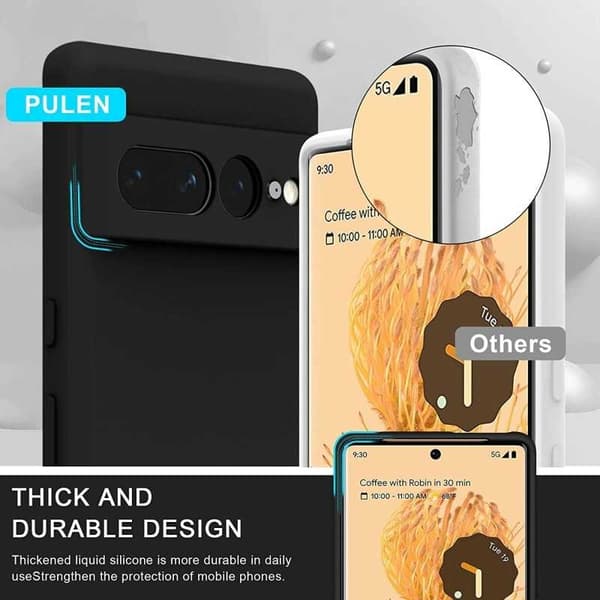 Google Pixel 7A Ultra tyndt blødt gummibelagt mat sort cover