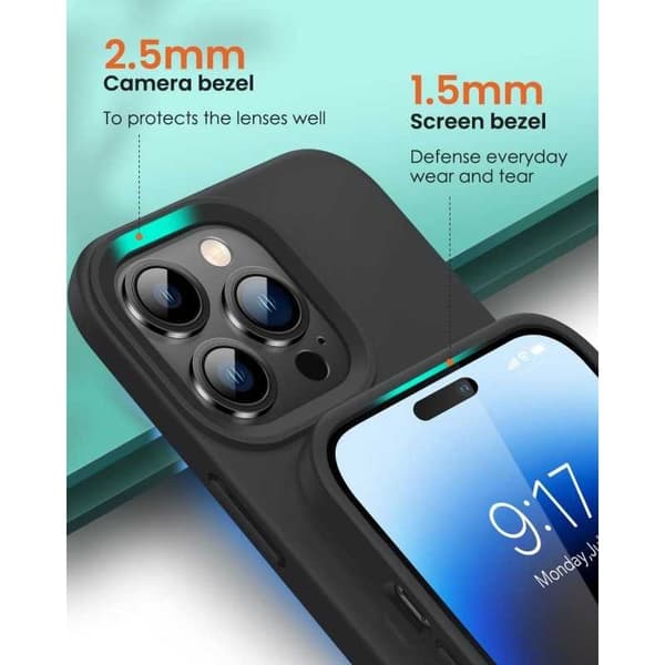 iPhone 14 Pro Max Ultra tyndt blødt gummibelagt mat sort cover