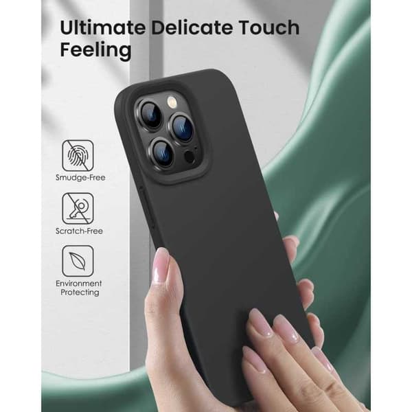 iPhone 14 Pro Max Ultra tyndt blødt gummibelagt mat sort cover