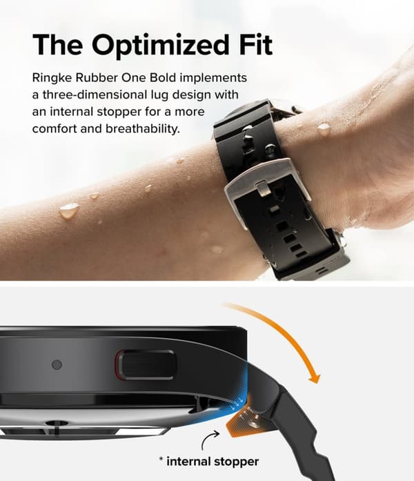 Ringke Samsung Galaxy Watch 20mm Ranneke Rubber One Bold Band Musta