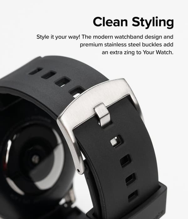 Ringke Samsung Galaxy Watch 20mm Ranneke Rubber One Bold Band Musta