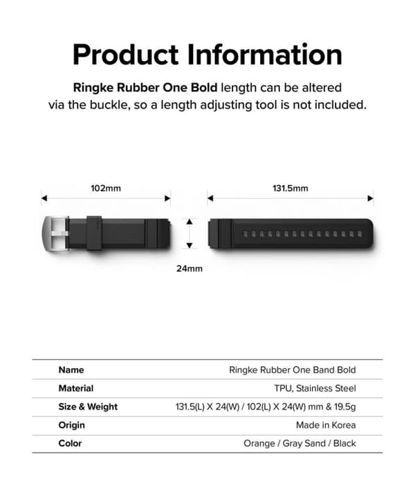 Ringke Samsung Galaxy Watch 20mm Ranneke Rubber One Bold Band Musta