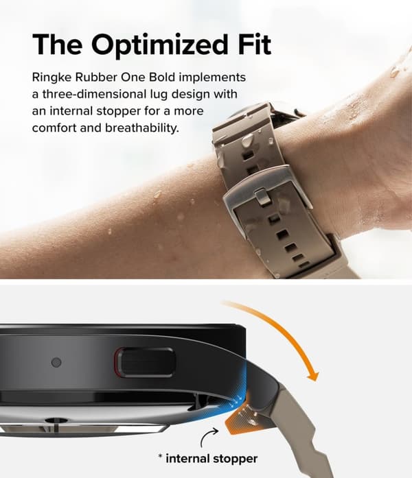 Ringke Samsung Galaxy Watch 20mm Ranneke Rubber One Bold Band Gray Sand