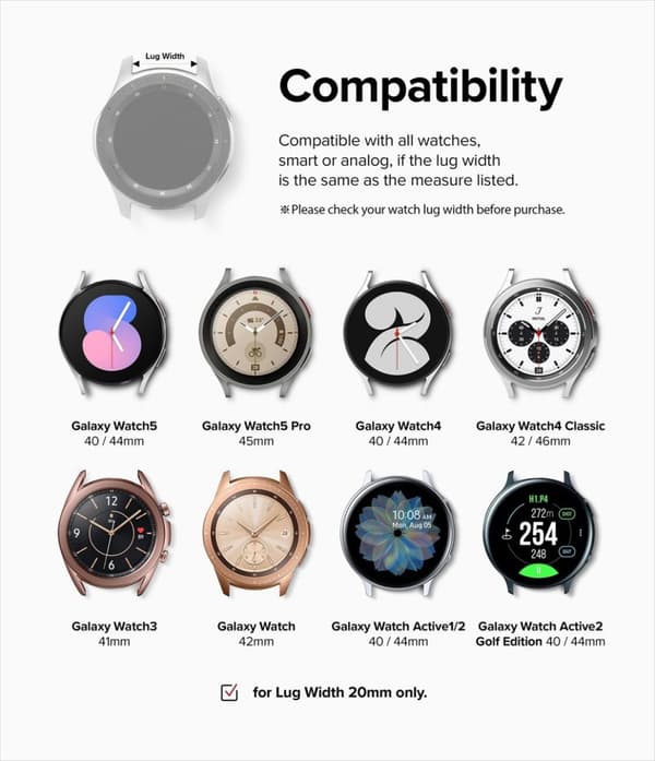 Ringke Samsung Galaxy Watch 20mm Ranneke Rubber One Bold Band Gray Sand