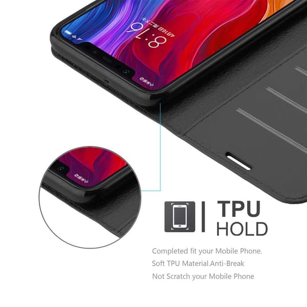 Xiaomi Mi 8 Suojakotelo Lompakkokotelo Matkapuhelinkotelo Suojakuori jossa magneettisuljenta, jalusta-toiminto ja korttitasku