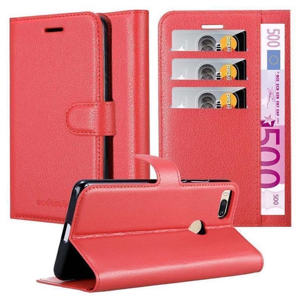 Xiaomi Mi A1 / Mi 5X Suojakotelo Lompakkokotelo Matkapuhelinkotelo Suojakuori jossa magneettisuljenta, jalusta-toiminto ja korttitasku CARMIN RED