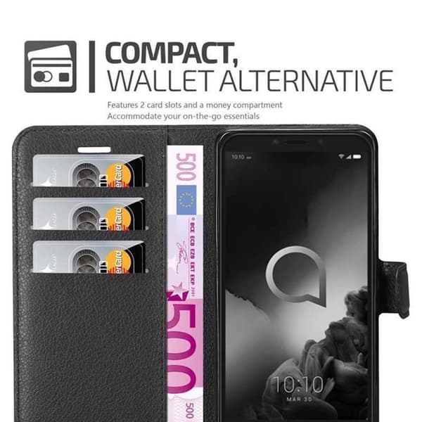Alcatel 1S 2019 Suojakotelo Lompakkokotelo Matkapuhelinkotelo Suojakuori jossa magneettisuljenta, jalusta-toiminto ja korttitasku