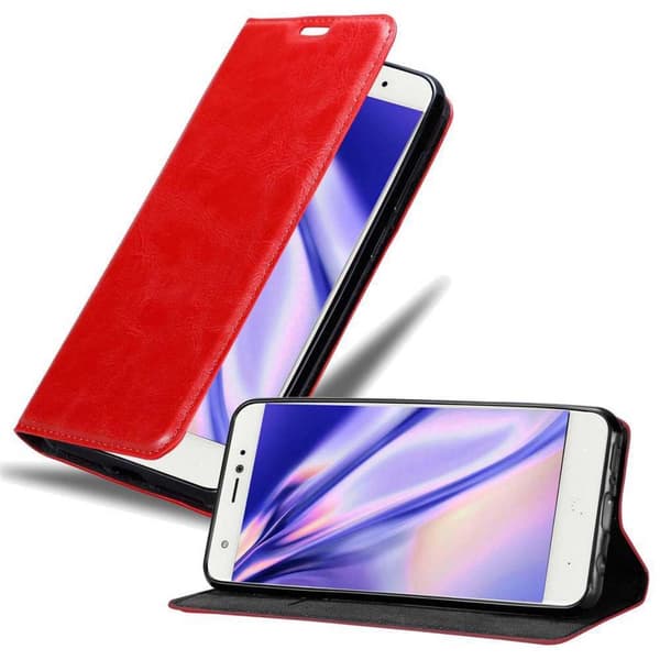 BQ Aquaris X Fodral Skal Plånboksfodral Case med magnetisk stängning, ståfunktion och kortficka ÄPPLE RÖD