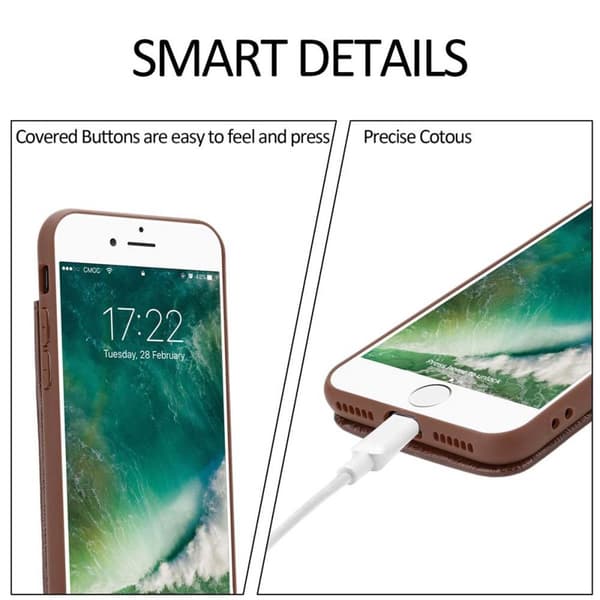 Deksel til iPhone 7 PLUS / 7S PLUS / 8 PLUS Etui i TPU-silikon og kunstskinn, med rom og uttrekkbare kortplasser