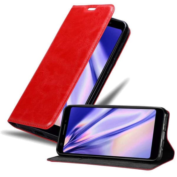 Google PIXEL 3A Fodral Skal Plånboksfodral Case med magnetisk stängning, ståfunktion och kortficka ÄPPLE RÖD