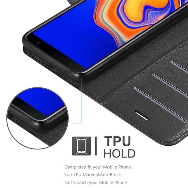 Deksel til Samsung Galaxy J4 PLUS Lommebokdeksel med magnetisk lukking, stativfunksjon og kortlomme