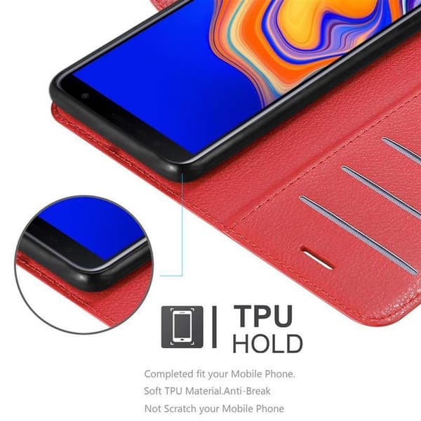 Deksel til Samsung Galaxy J4 PLUS Lommebokdeksel med magnetisk lukking, stativfunksjon og kortlomme