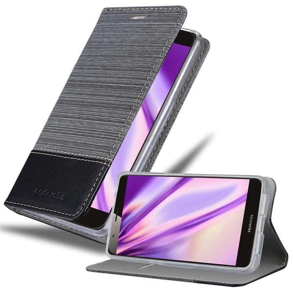Huawei ASCEND G7 PLUS / G8 / GX8 Skal Plånboksfodral med magnetisk stängning, ståfunktion och kortficka GRÅ SVART