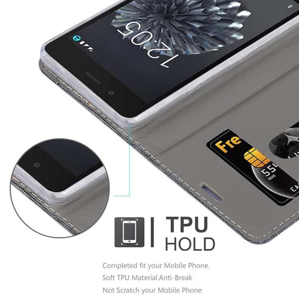 BQ Aquaris X5 Suojakotelo Suojakuori Lompakkokotelo Matkapuhelinkotelo jossa magneettisuljenta, jalusta-toiminto ja korttitasku