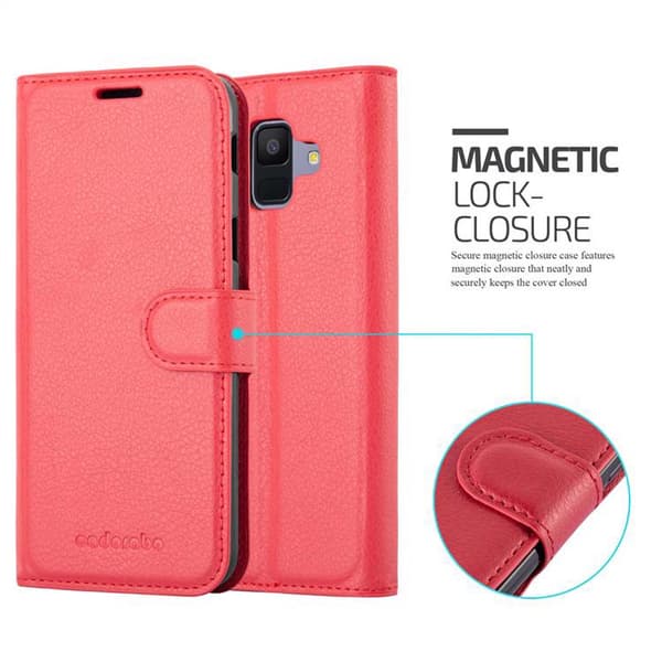 Samsung Galaxy A6 2018 Suojakotelo Lompakkokotelo Matkapuhelinkotelo Suojakuori jossa magneettisuljenta, jalusta-toiminto ja korttitasku