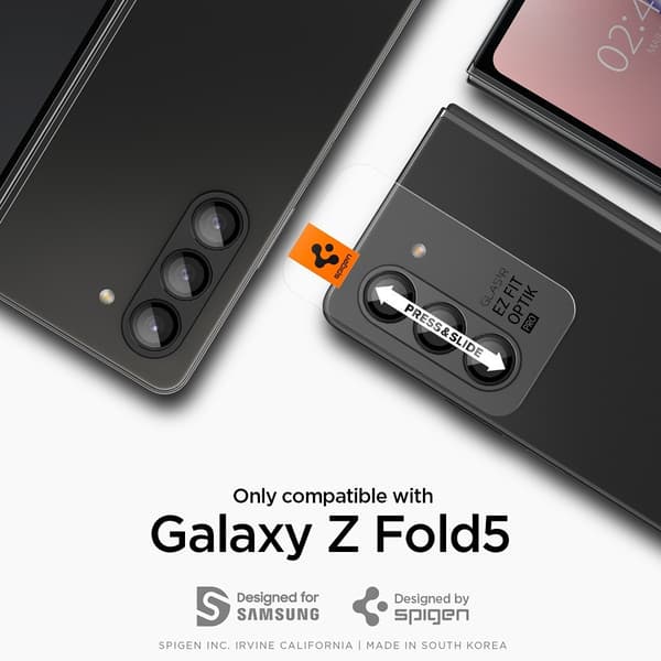 Spigen Samsung Galaxy Z Fold 5 Kameran suoja GLAS.tR EZ Fit Optik Pro 2-pakkaus Musta