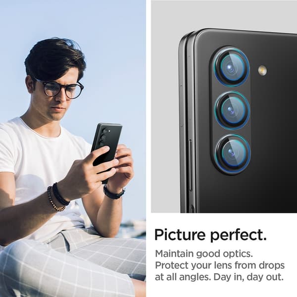 Spigen Samsung Galaxy Z Fold 5 Kameran suoja GLAS.tR EZ Fit Optik Pro 2-pakkaus Musta