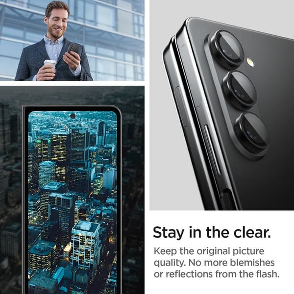 Spigen Samsung Galaxy Z Fold 5 Kameran suoja GLAS.tR EZ Fit Optik Pro 2-pakkaus Musta