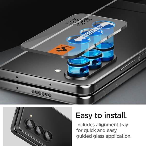 Spigen Samsung Galaxy Z Fold 5 Kameran suoja GLAS.tR EZ Fit Optik Pro 2-pakkaus Musta