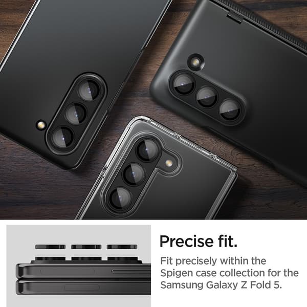 Spigen Samsung Galaxy Z Fold 5 Kameran suoja GLAS.tR EZ Fit Optik Pro 2-pakkaus Musta