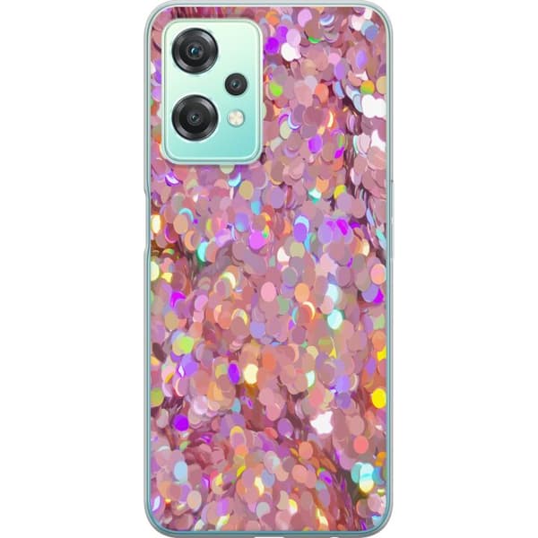OnePlus Nord CE 2 Lite 5G Läpinäkyvä kuori Pinkki glitteri