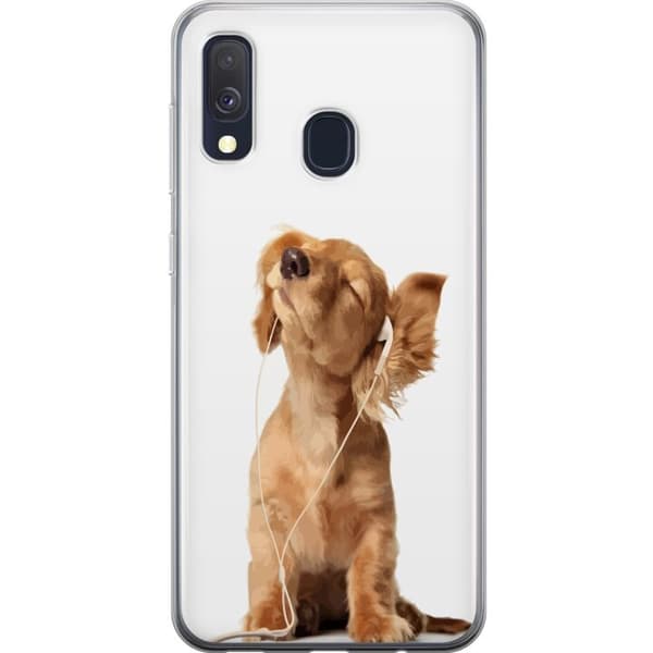 Samsung Galaxy A40 Gennemsigtig cover Sød hvalp