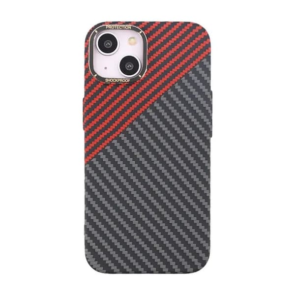 Kolfiber Skal iPhone 14 - Röd & Svart