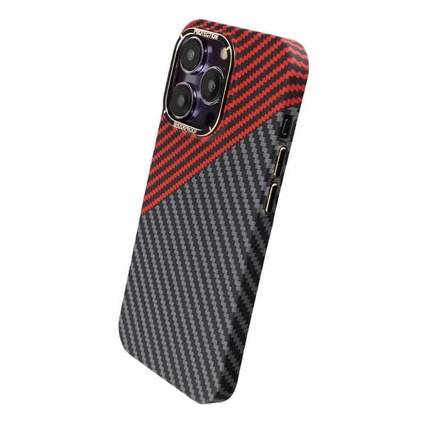 Kolfiber Skal iPhone 14 Pro - Röd & Svart