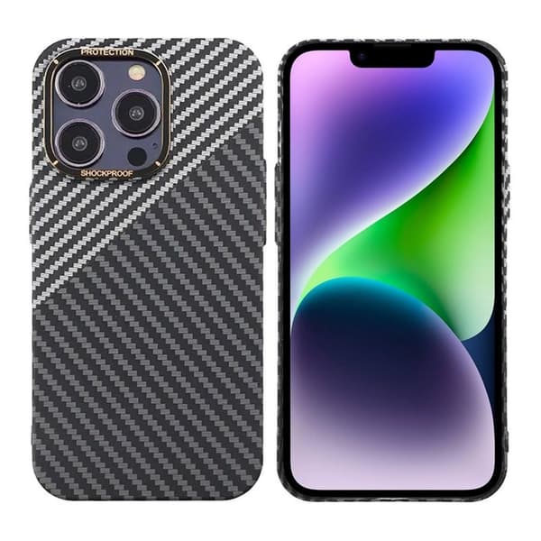 Kolfiber Skal iPhone 14 Pro - Svart & Vit