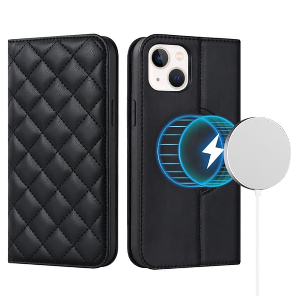 Lompakkokotelo Magsafella ja RFID:llä iPhone 14 Plus -puhelimelle - musta