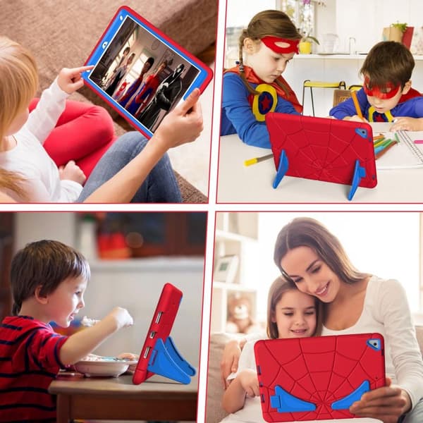 SKALO iPad 10.2 Spindelvæv til børneskaller - Rød-Blå