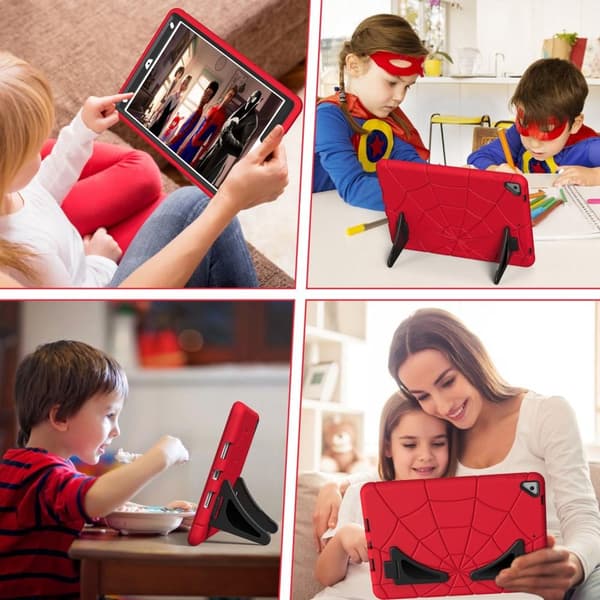 SKALO iPad 10.2 Spindelvæv til børneskaller - Rød-Sort