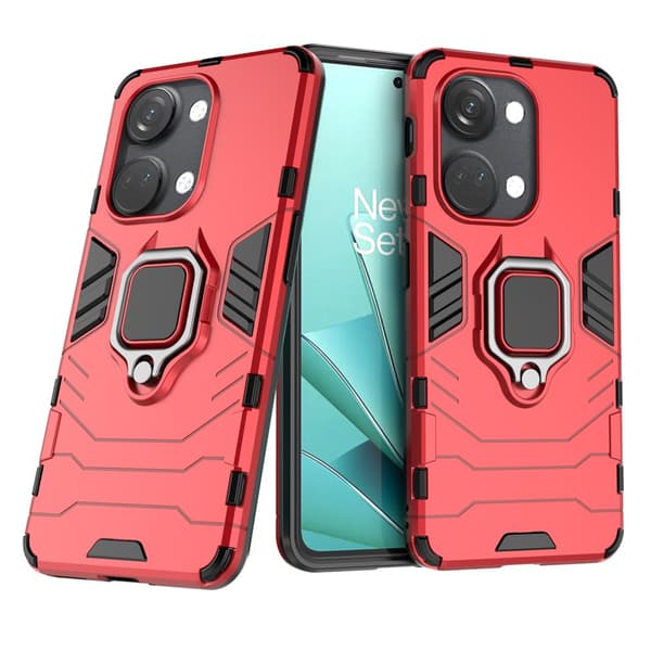 SKALO OnePlus Nord 3 5G / Ace 2V Armor Hybridi metallirengas kuori - Punainen