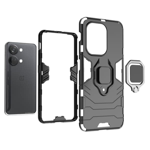 SKALO OnePlus Nord 3 5G / Ace 2V Armor Hybrid metal ring cover - Sort